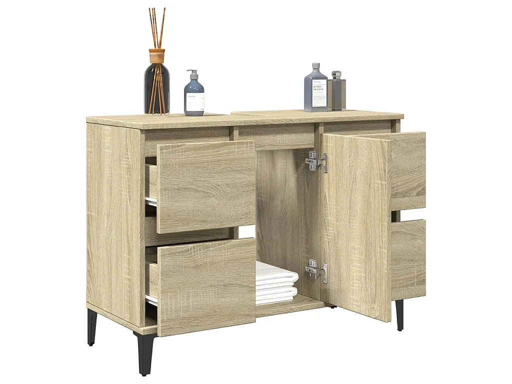 Meuble d'évier chêne sonoma 80x33x60 cm bois d'ingénierie