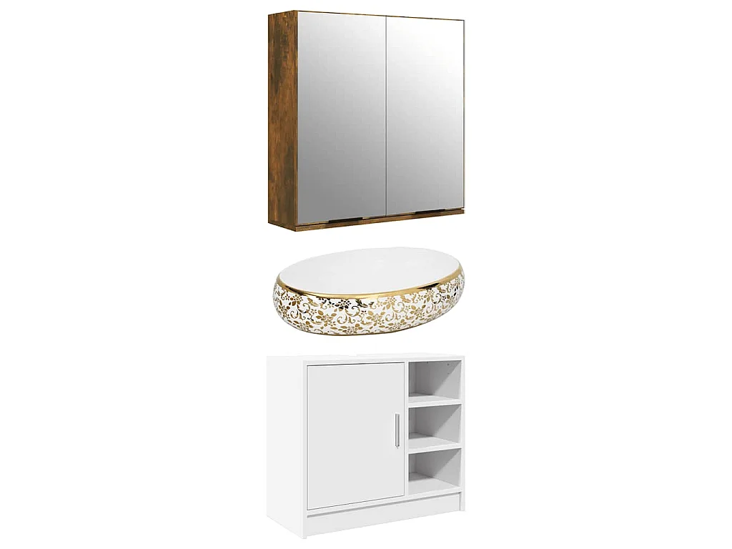 Armoire de lavabo blanc 63x29x55 cm bois d'ingénierie