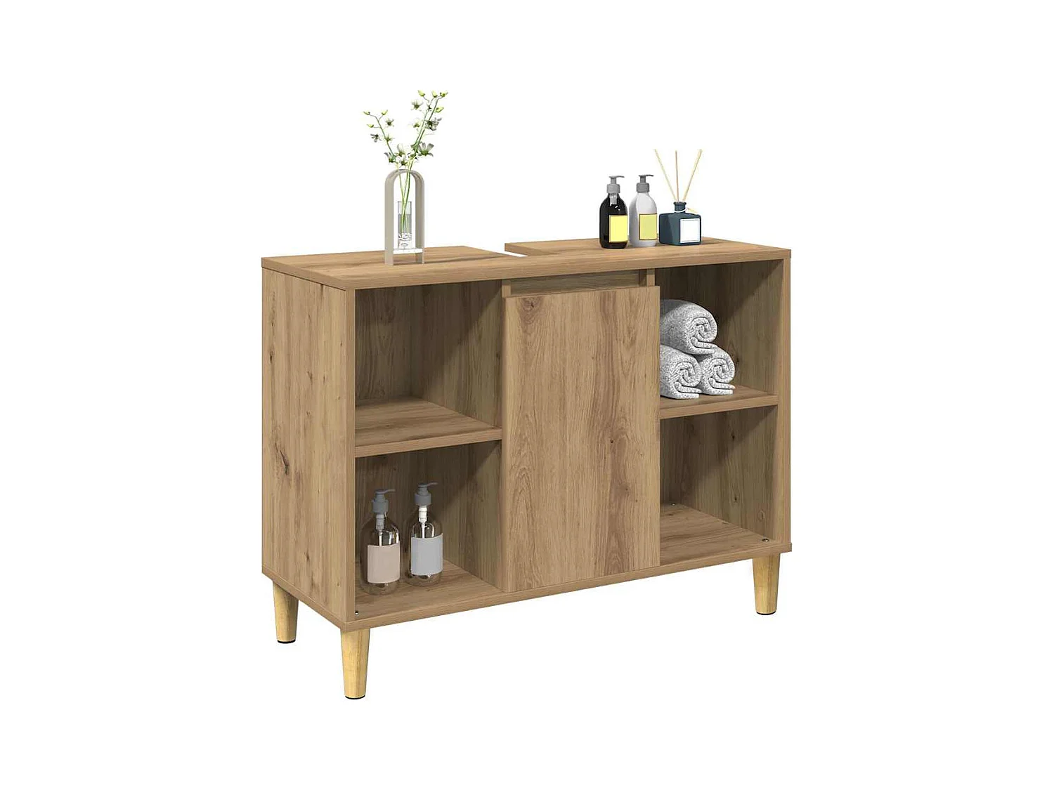 Armoire de salle de bain chêne artisanal bois d'ingénierie