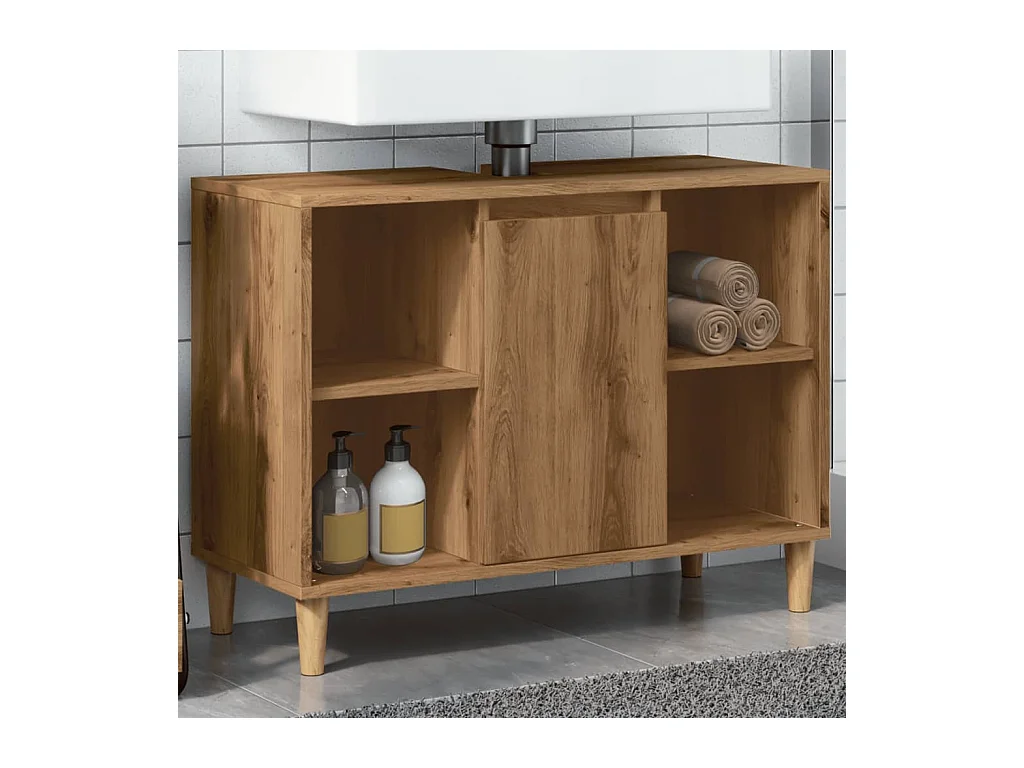 Mobile da Bagno Rovere Artigianale 80x33x60cm Legno Multistrato