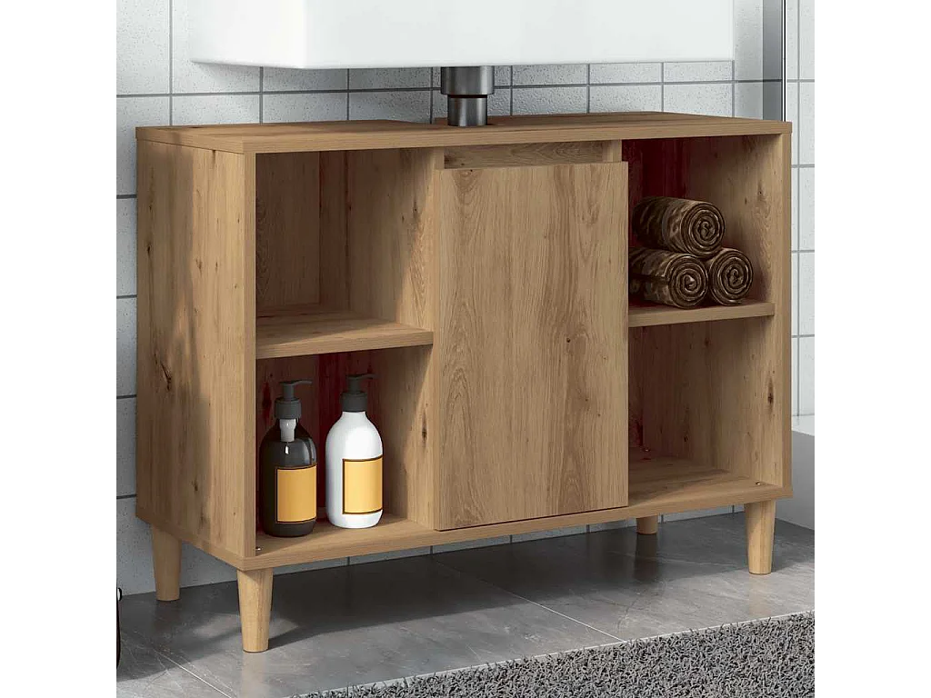 Mobile da Bagno Rovere Artigianale 80x33x60cm Legno Multistrato