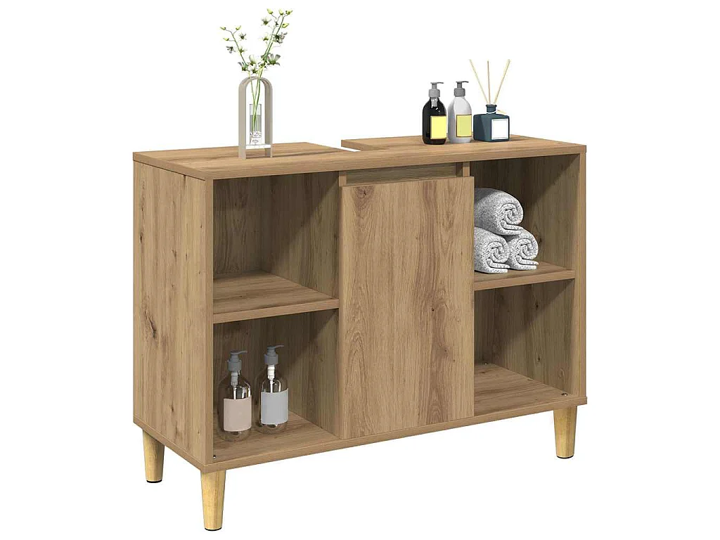 Mobile da Bagno Rovere Artigianale 80x33x60cm Legno Multistrato