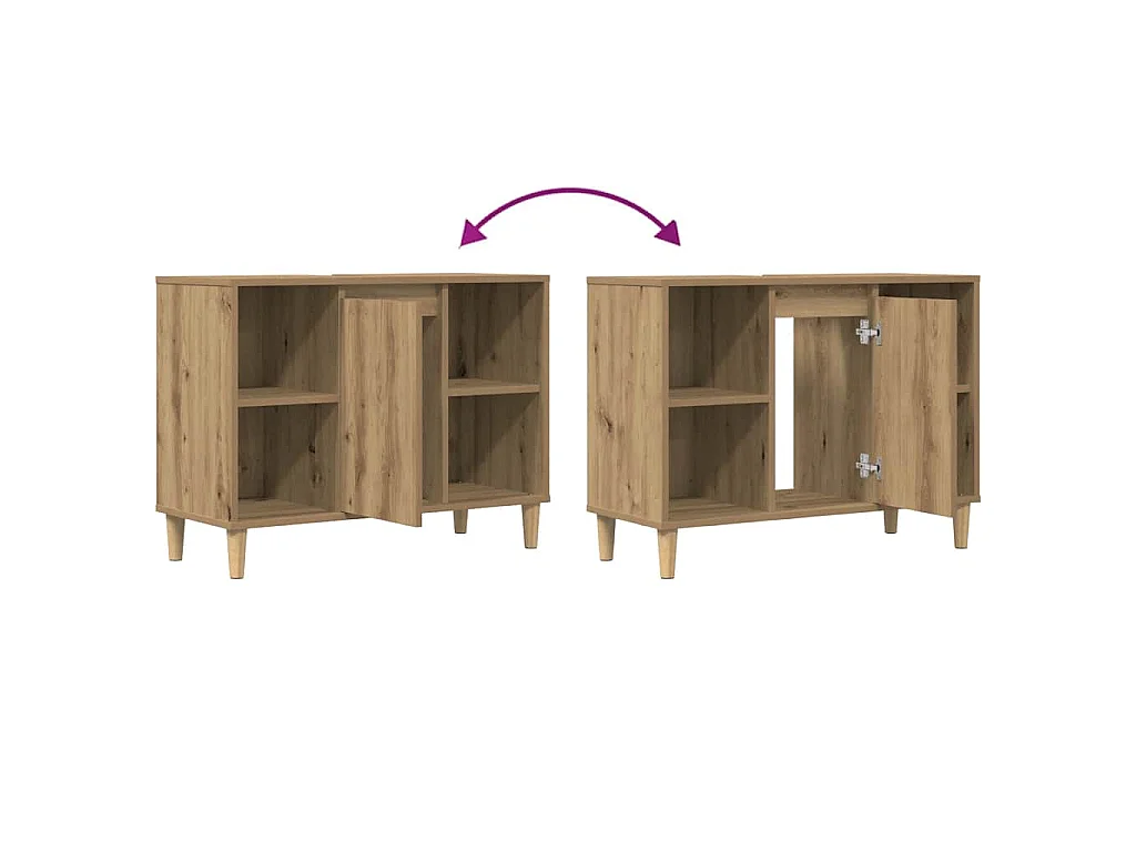 Mobile da Bagno Rovere Artigianale 80x33x60cm Legno Multistrato