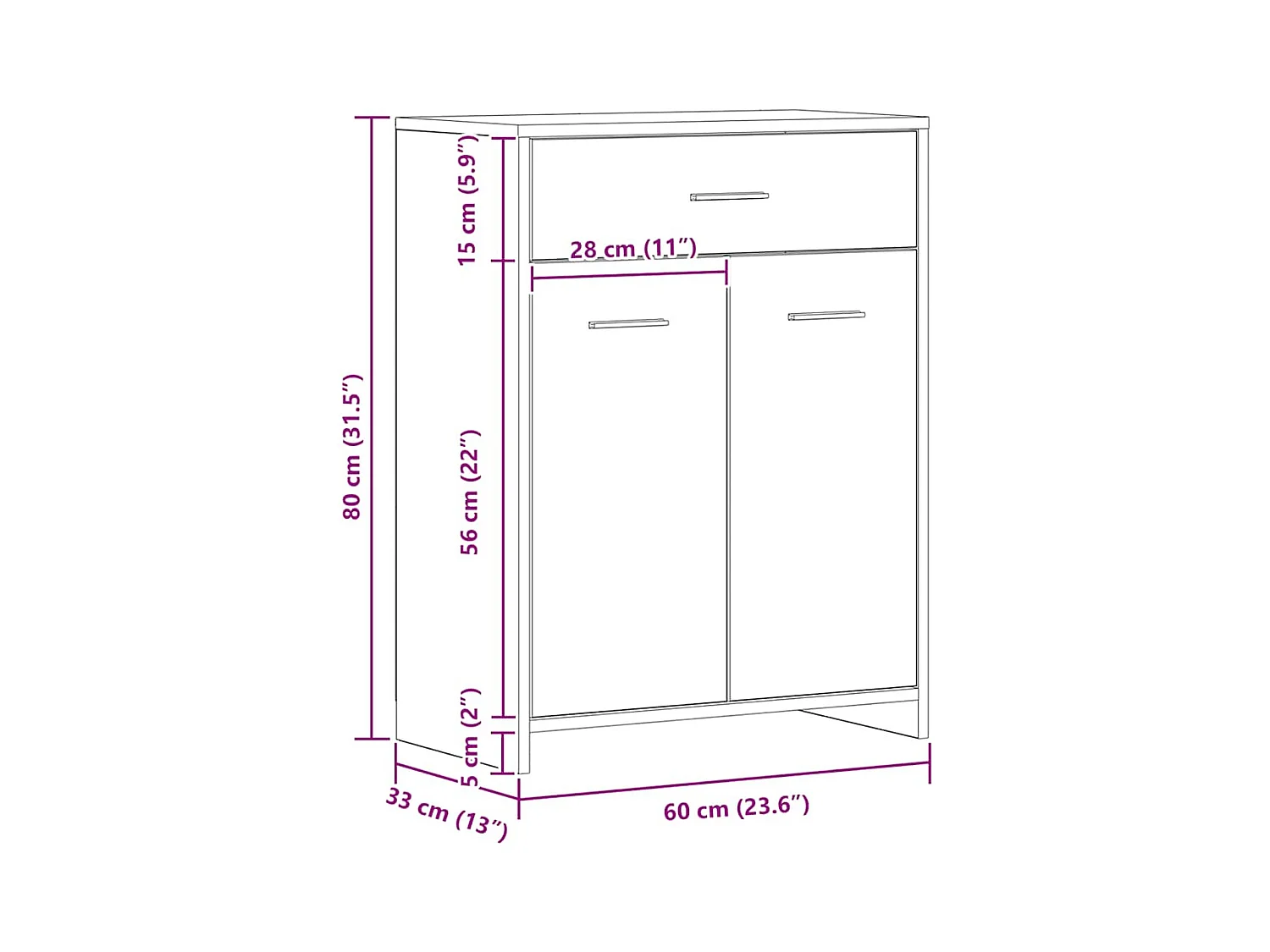 Armoire de salle de bain chêne artisanal 60x33x80 cm