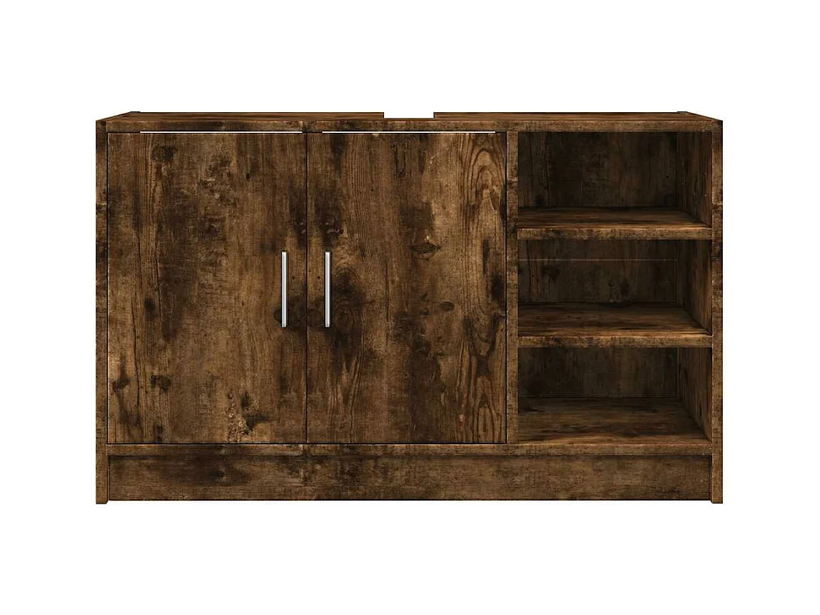 Armoire d'évier chêne fumé 90x29x55 cm bois d'ingénierie