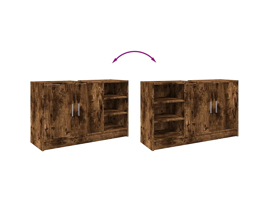 Armoire d'évier chêne fumé 90x29x55 cm bois d'ingénierie