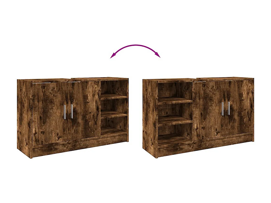 Armoire d'évier chêne fumé 90x29x55 cm bois d'ingénierie