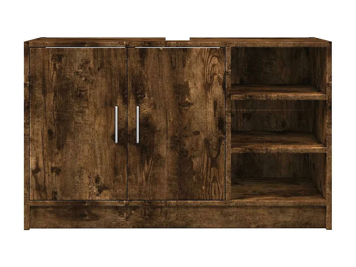 Armário de lavatório 90x29x55 cm deriv. madeira carvalho fumado