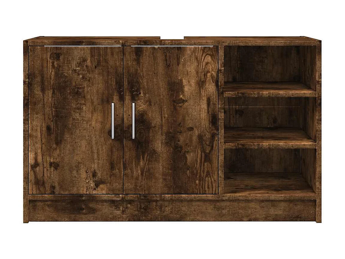 Armoire d'évier chêne fumé 90x29x55 cm bois d'ingénierie