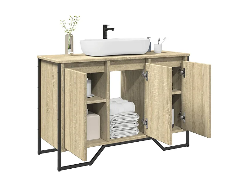 Armoire lavabo de salle de bain chêne sonoma 91x35x60 cm