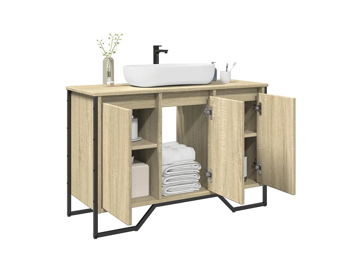 Armoire lavabo de salle de bain chêne sonoma 91x35x60 cm