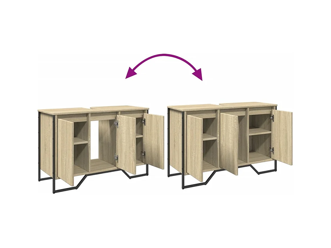 Armoire lavabo de salle de bain chêne sonoma 91x35x60 cm