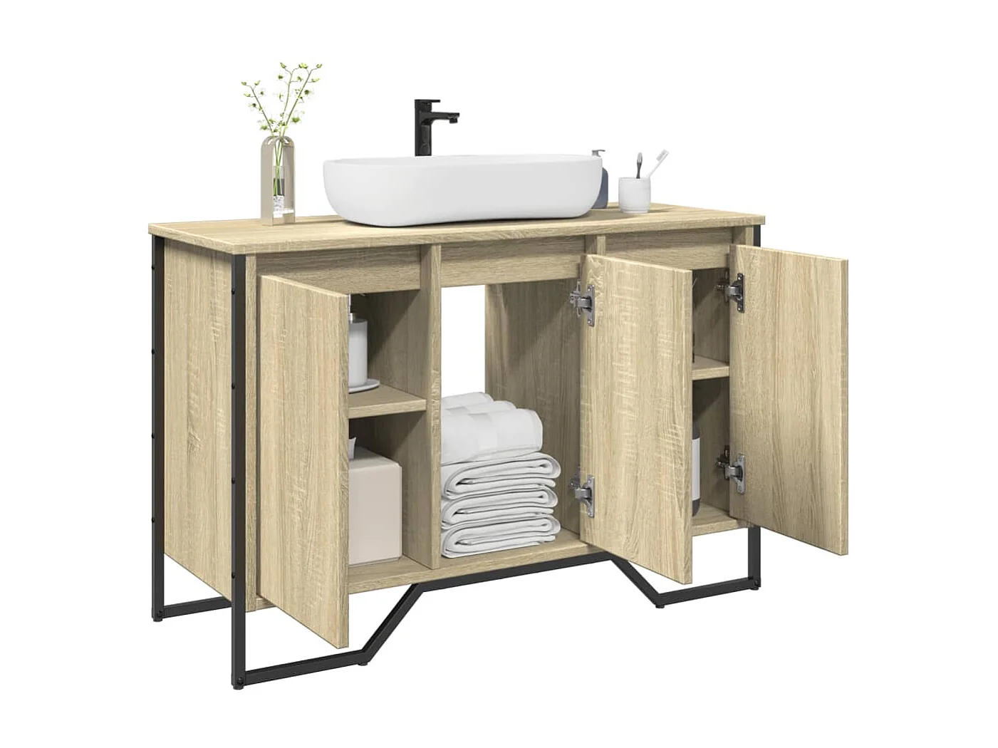 Wastafelkast 91x35x60 cm bewerkt hout sonoma eikenkleurig