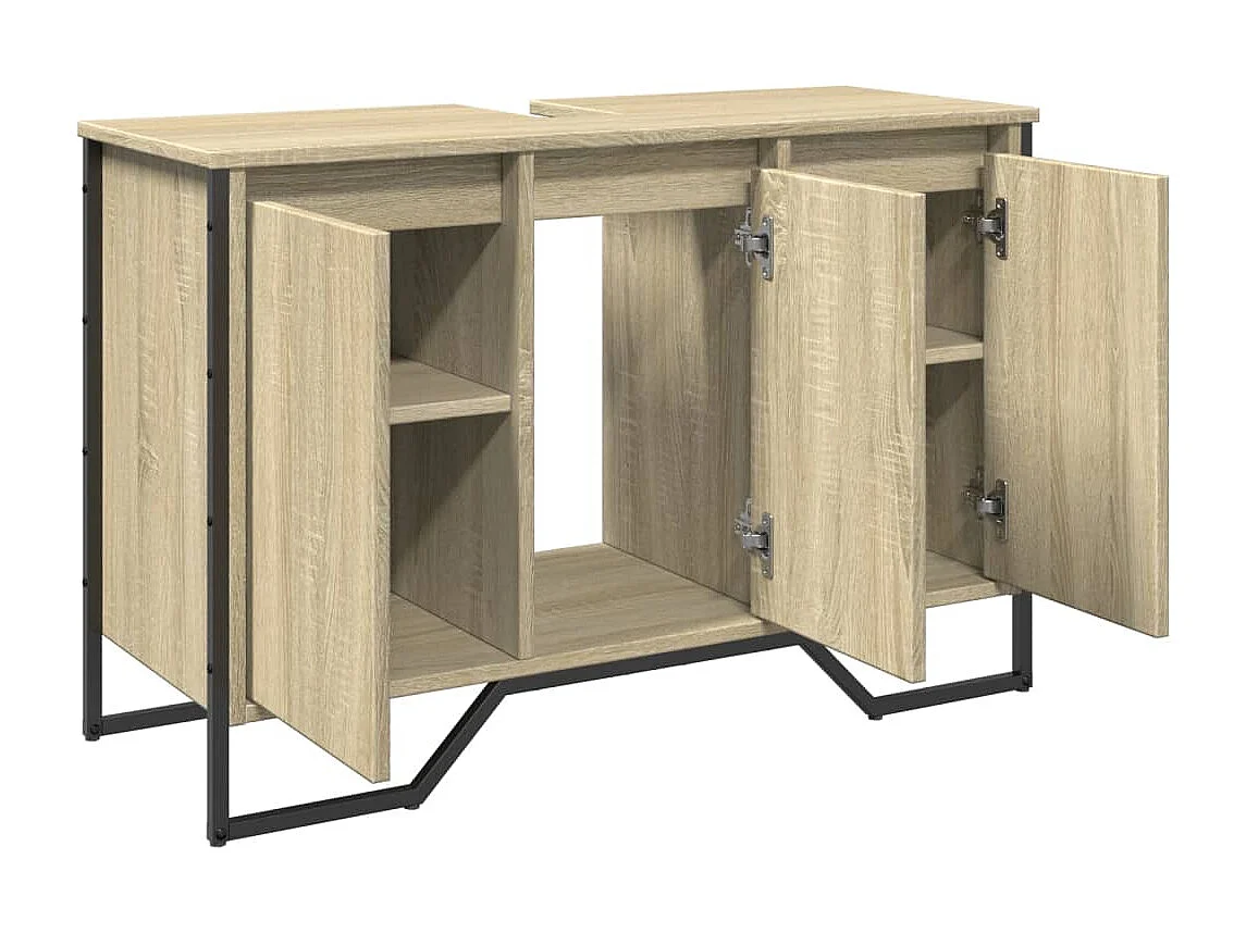 Wastafelkast 91x35x60 cm bewerkt hout sonoma eikenkleurig