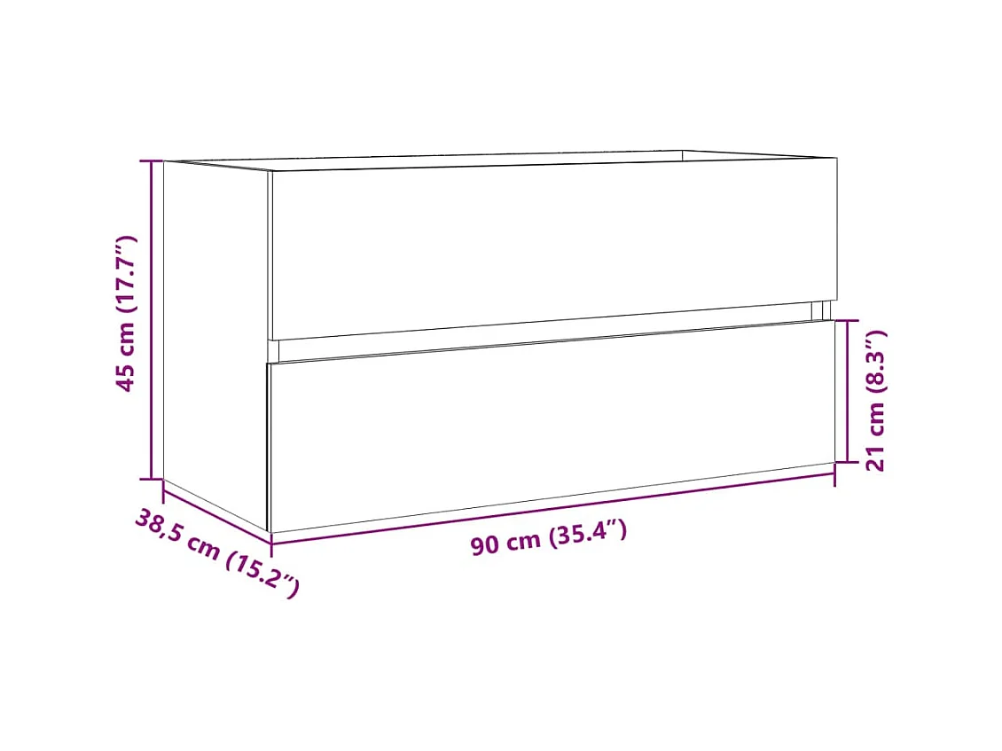 Armario lavabo madera contrachapada roble Sonoma 90x38,5x45 cm