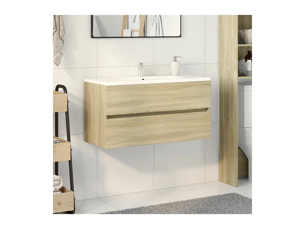 Armoire d'évier Chêne sonoma 90x38,5x45 cm Aggloméré