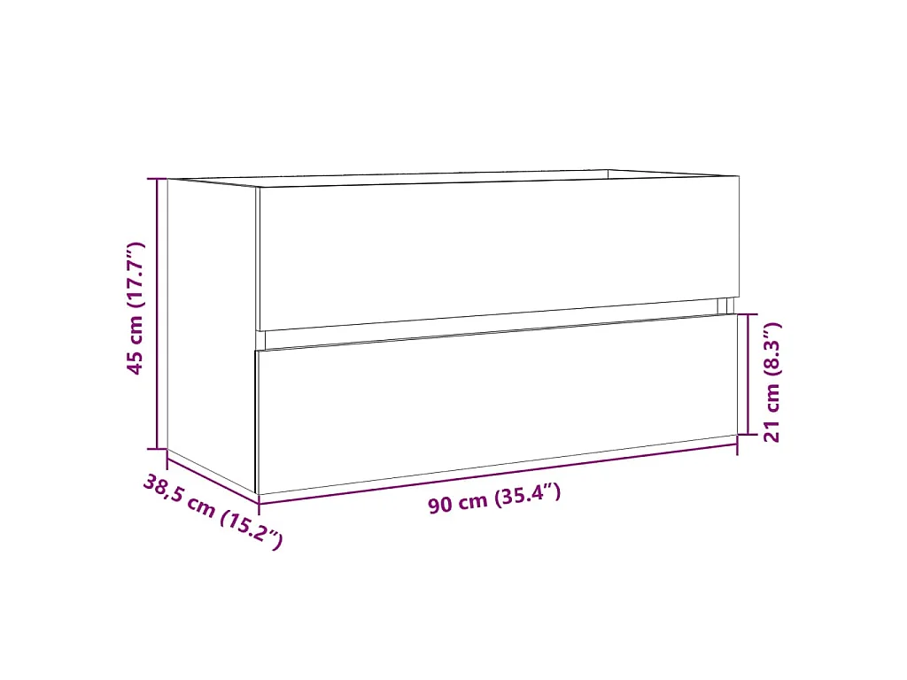 Armario lavabo madera contrachapada roble Sonoma 90x38,5x45 cm
