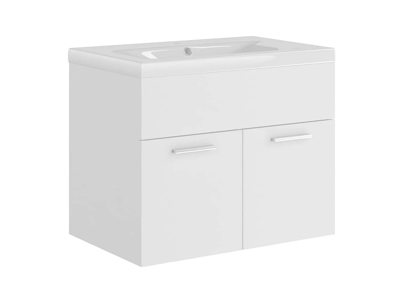 Armoire d'évier avec lavabo intégré Blanc Aggloméré