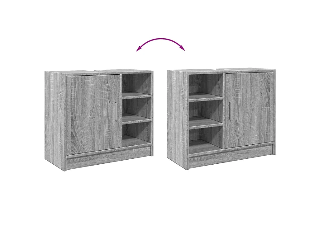 Mobile Lavabo Grigio Sonoma 63x29x55 cm in Legno Multistrato