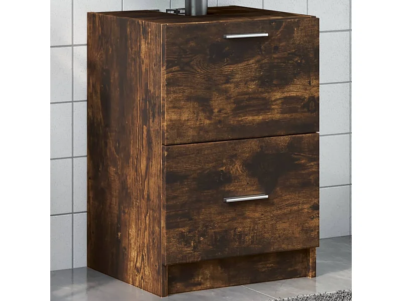 Meuble d'évier chêne fumé 40x37x59 cm bois d'ingénierie