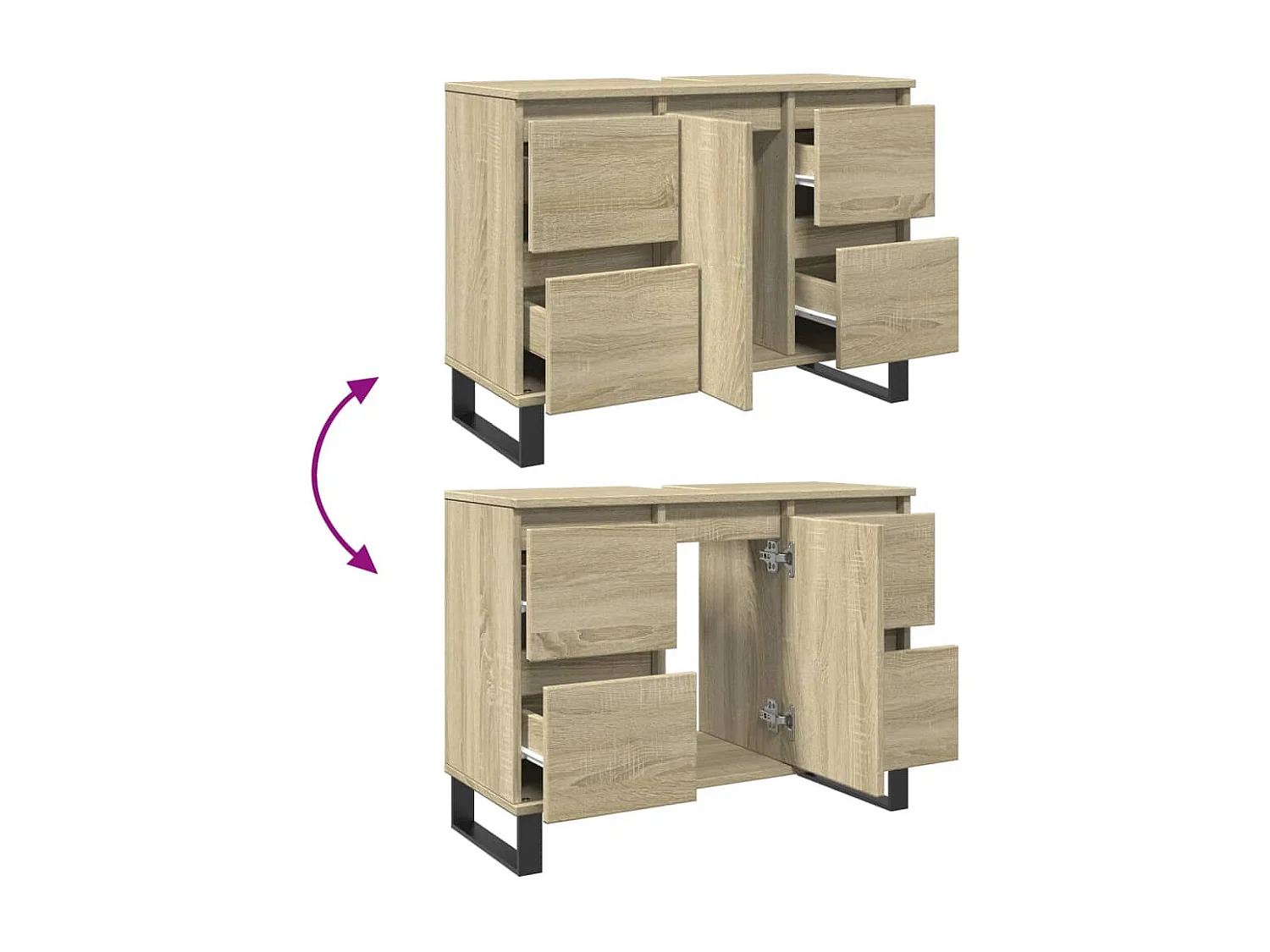 Armoire salle de bain chêne sonoma 80x33x60cm bois d'ingénierie