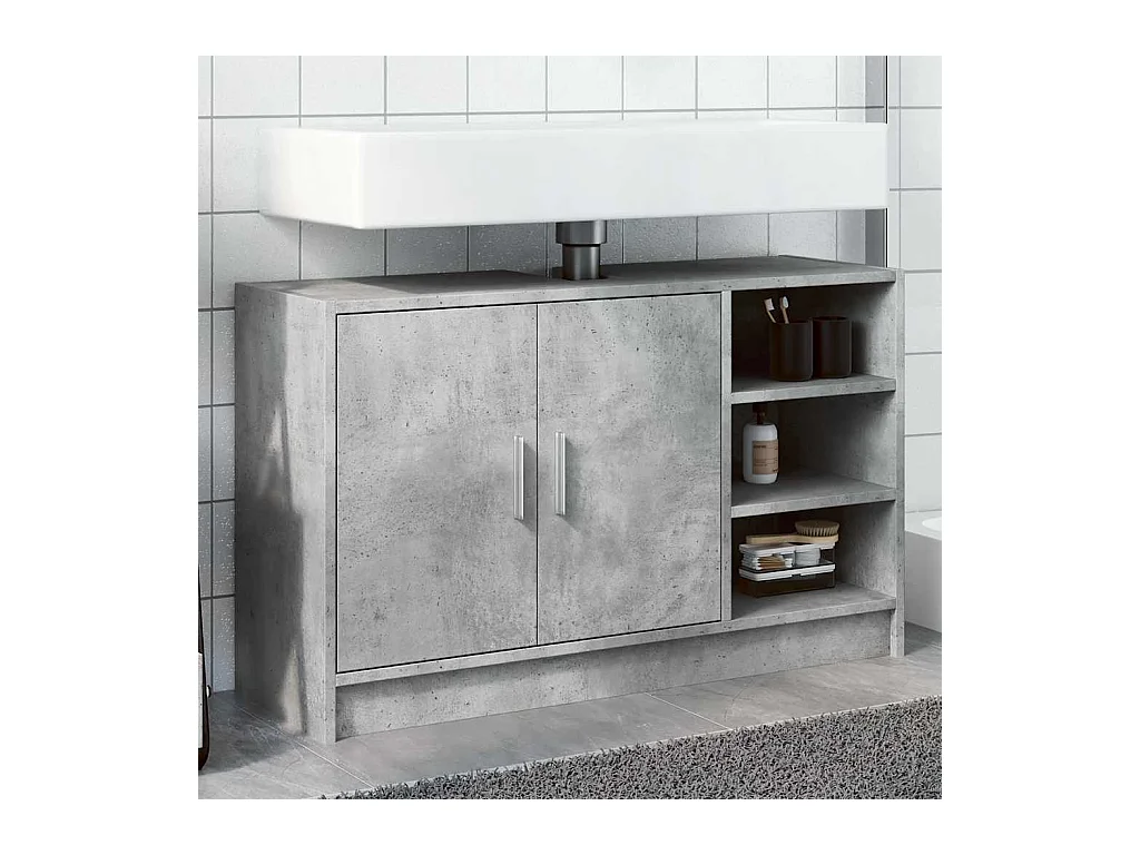 Armoire d'évier gris béton 90x29x55 cm bois d'ingénierie