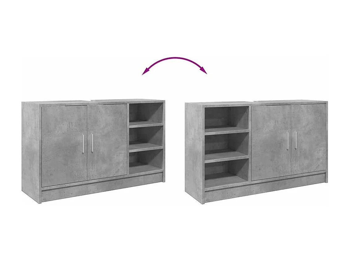 Armoire d'évier gris béton 90x29x55 cm bois d'ingénierie