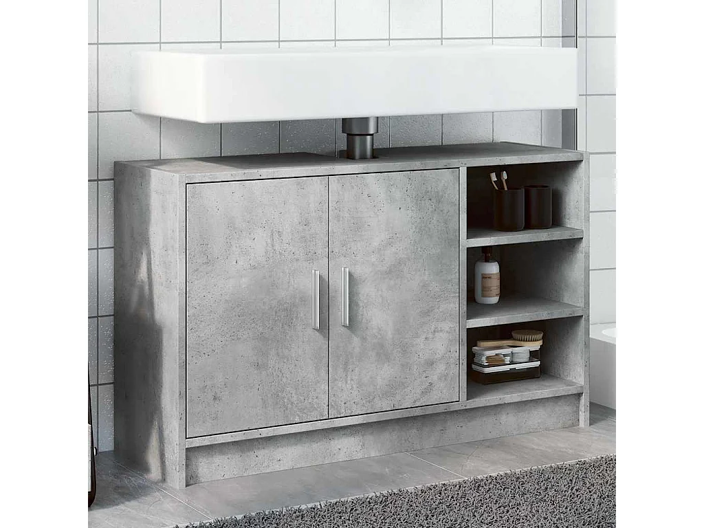 Armoire d'évier gris béton 90x29x55 cm bois d'ingénierie