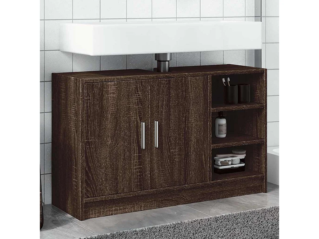 Armoire d'évier chêne marron 90x29x55 cm bois d'ingénierie