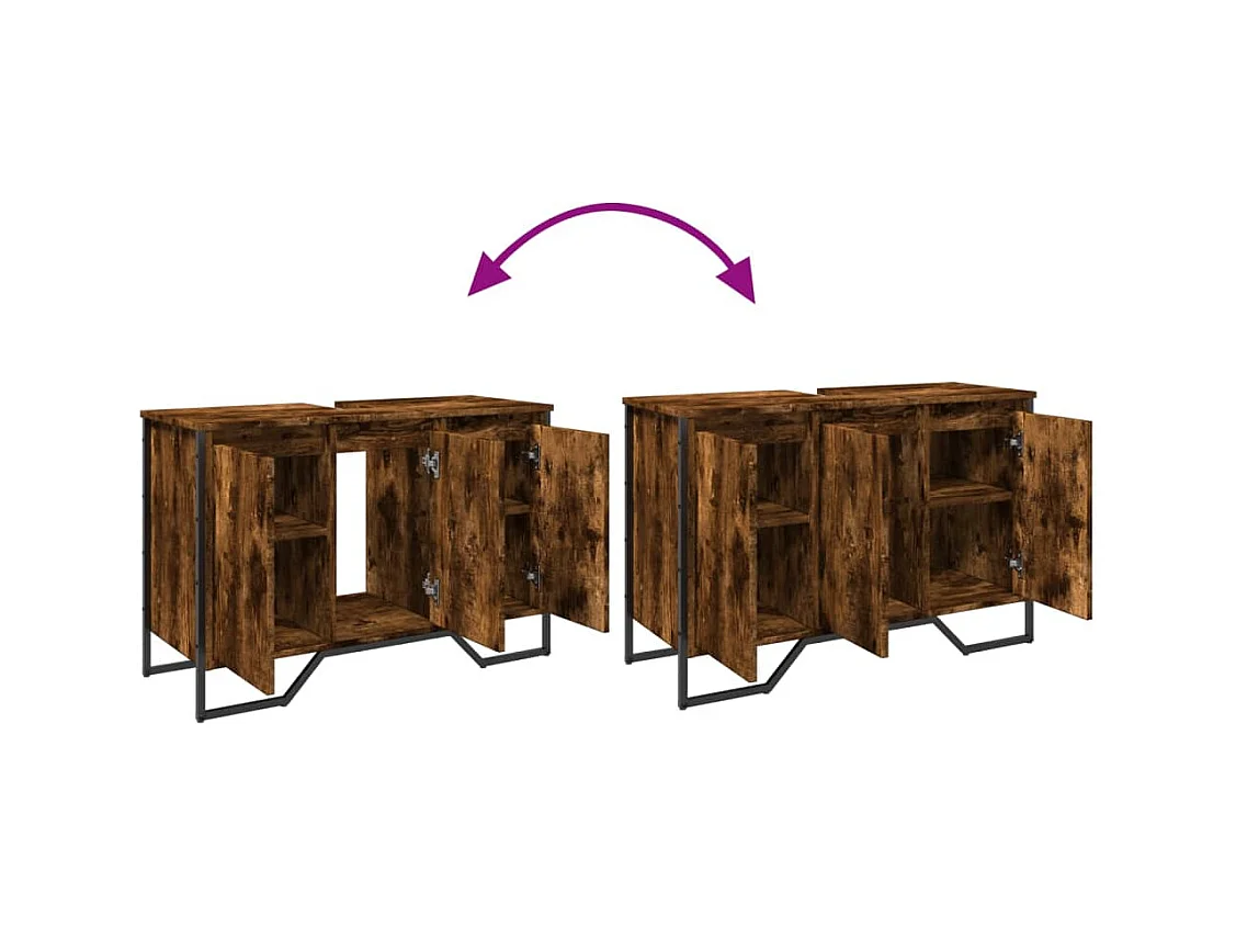 Armoire lavabo de salle de bain chêne fumé 91x35x60 cm