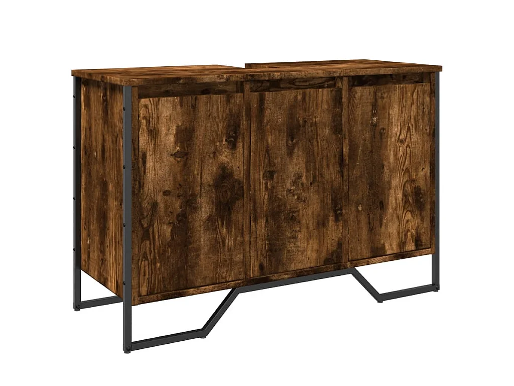 Mobile Lavabo Bagno Rovere Fumo 91x35x60 cm in Truciolato