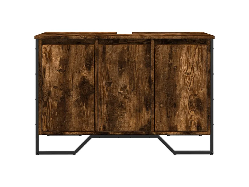 Mobile Lavabo Bagno Rovere Fumo 91x35x60 cm in Truciolato