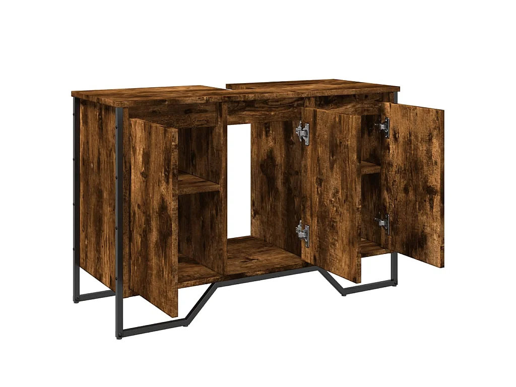 Mobile Lavabo Bagno Rovere Fumo 91x35x60 cm in Truciolato