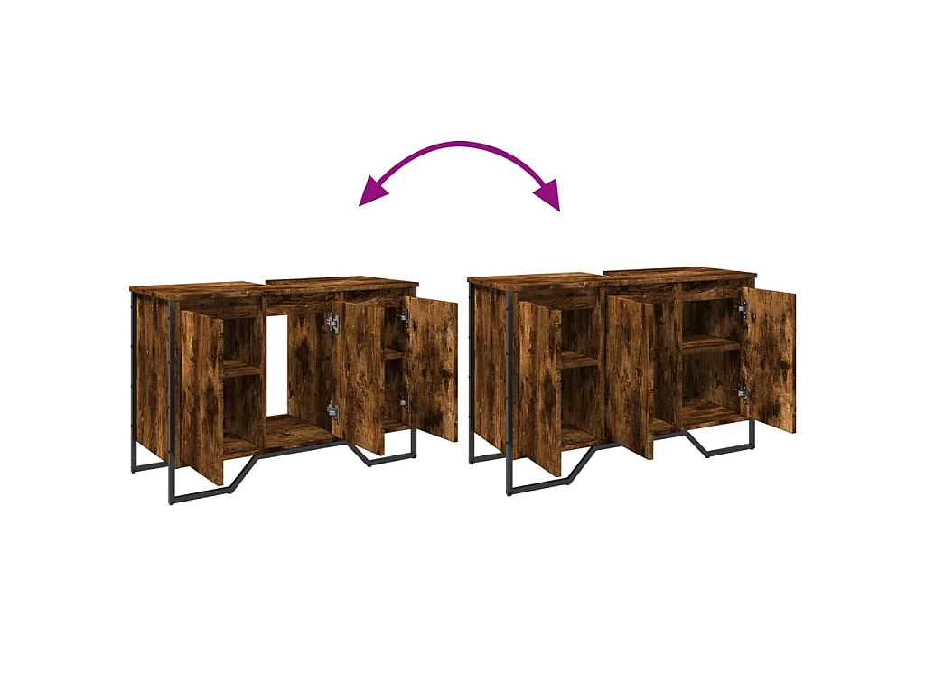 Mobile Lavabo Bagno Rovere Fumo 91x35x60 cm in Truciolato