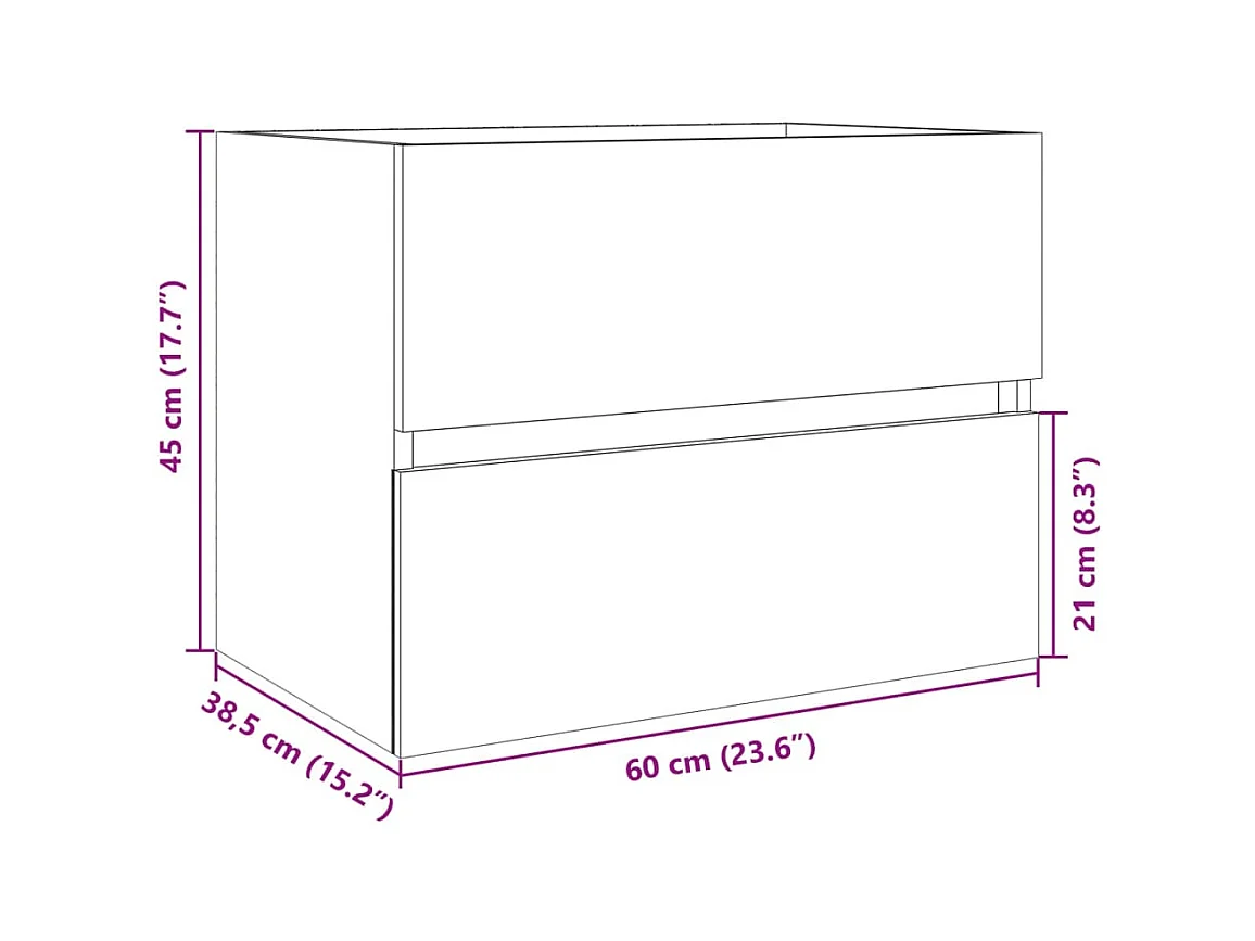 Mobile Lavabo Rovere Sonoma 60x38,5x45 cm in Legno Multistrato