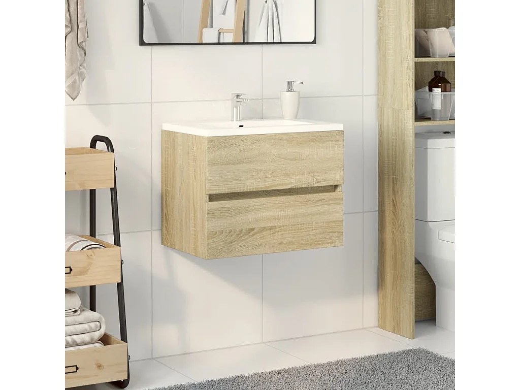 Armario de lavabo contrachapada roble Sonoma 60x38,5x45 cm
