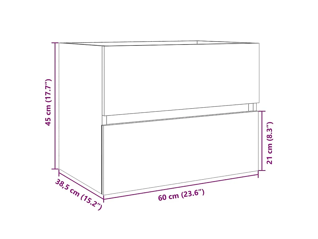 Armario de lavabo contrachapada roble Sonoma 60x38,5x45 cm
