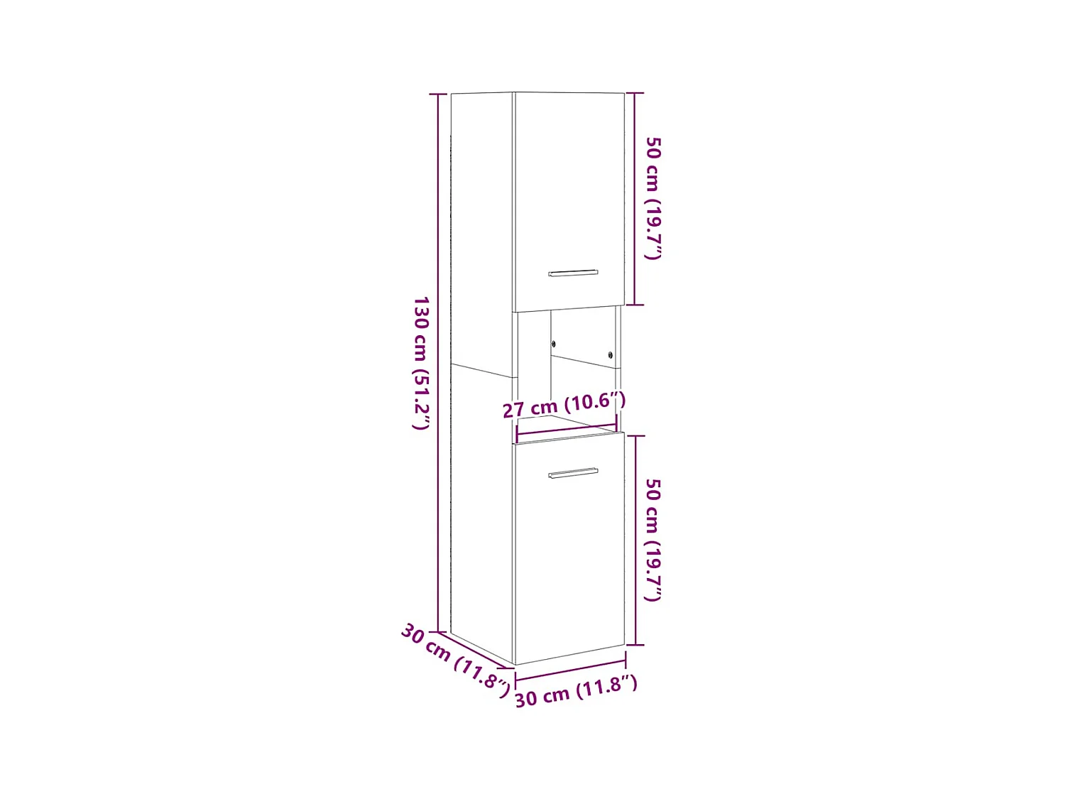 Badkamerkast 30x30x130 cm spaanplaat sonoma eikenkleurig