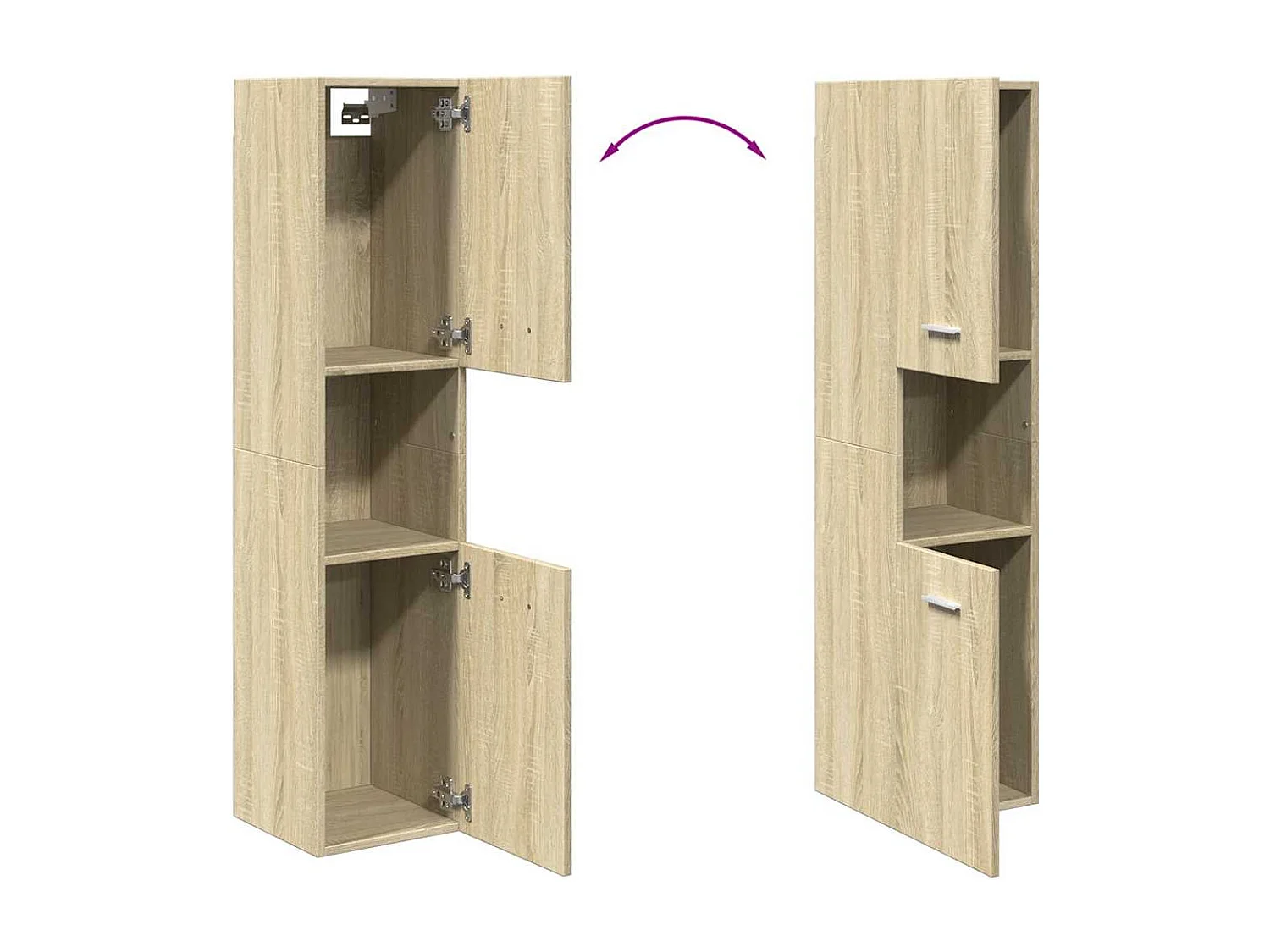 Badkamerkast 30x30x130 cm spaanplaat sonoma eikenkleurig