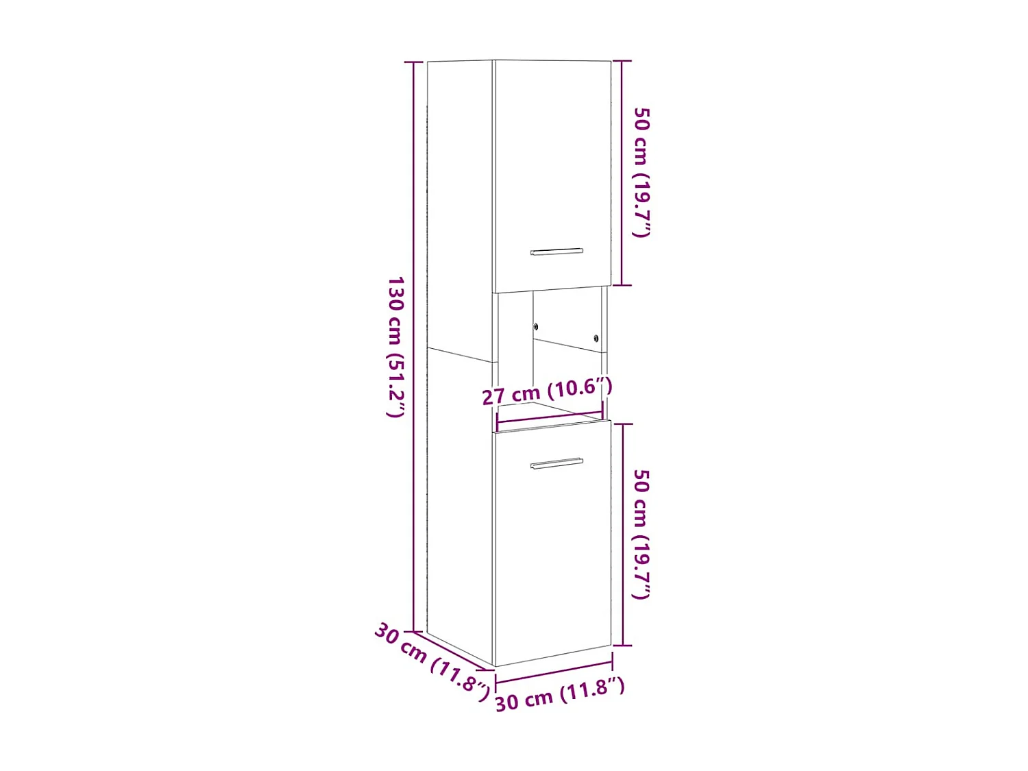 Armoire de salle de bain Chêne sonoma 30x30x130 cm Aggloméré