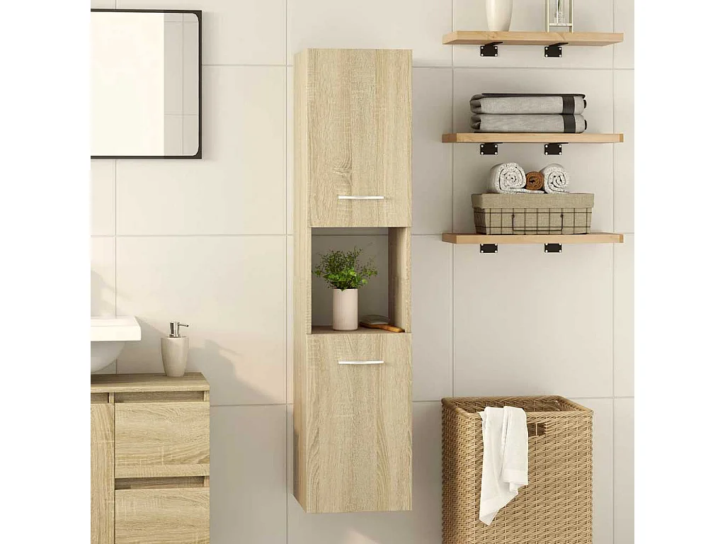 Armoire de salle de bain Chêne sonoma 30x30x130 cm Aggloméré