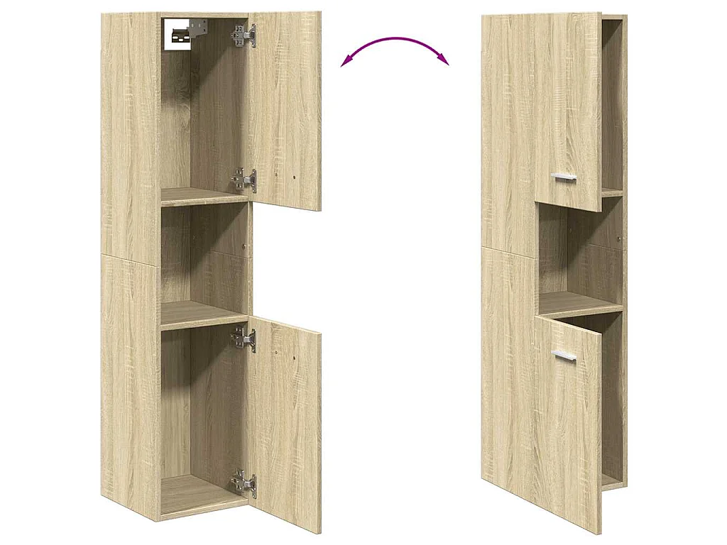 Armoire de salle de bain Chêne sonoma 30x30x130 cm Aggloméré