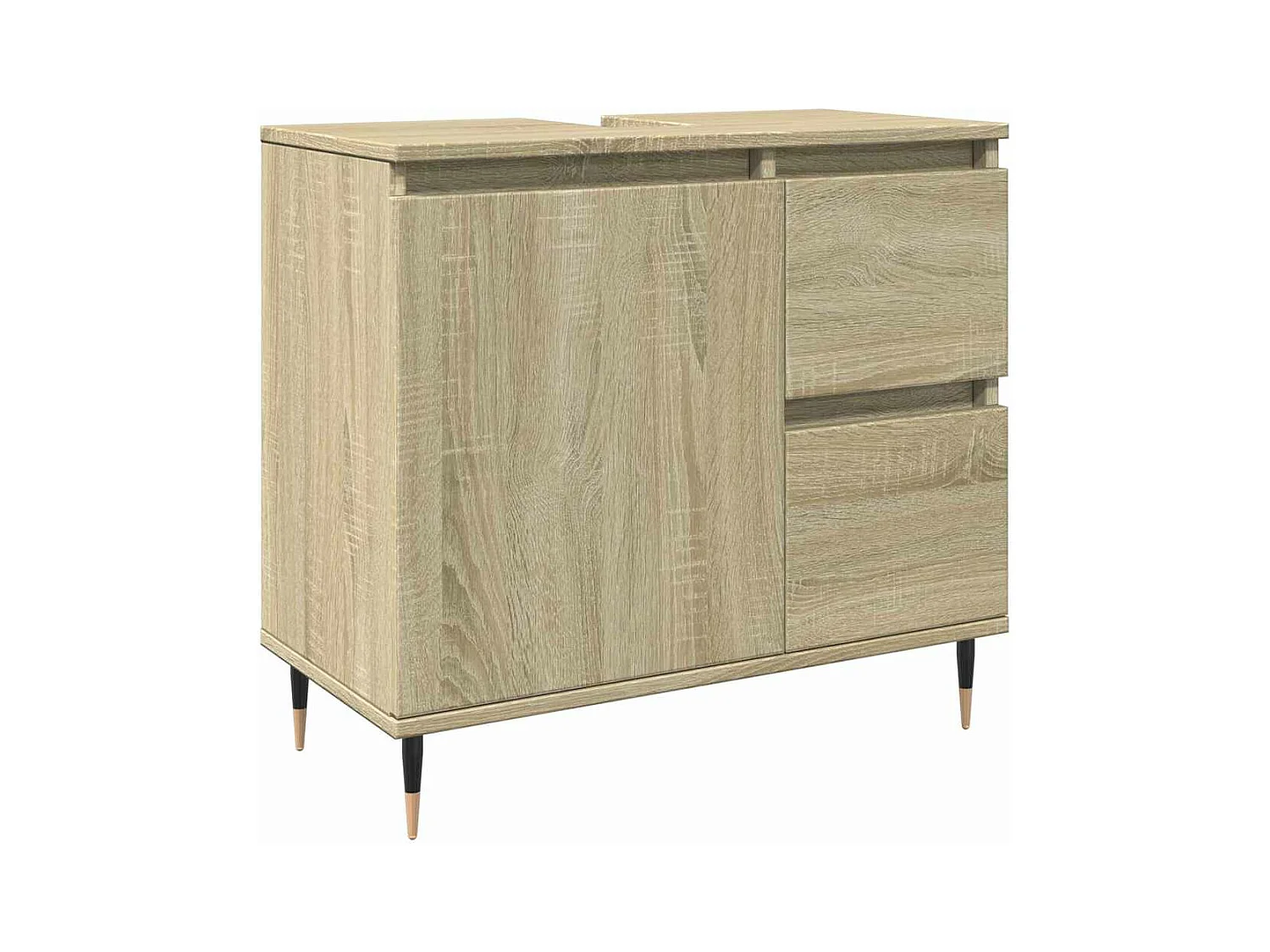 Armoire lavabo de salle de bain chêne sonoma bois d'ingénierie