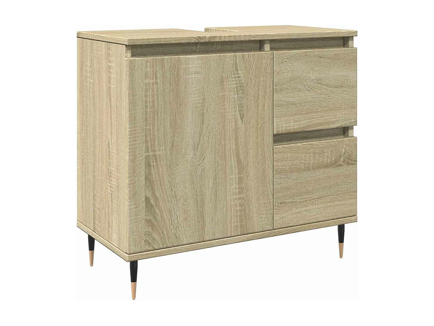 Armoire lavabo de salle de bain chêne sonoma bois d'ingénierie