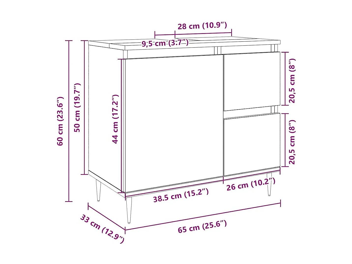 Armoire lavabo de salle de bain chêne sonoma bois d'ingénierie