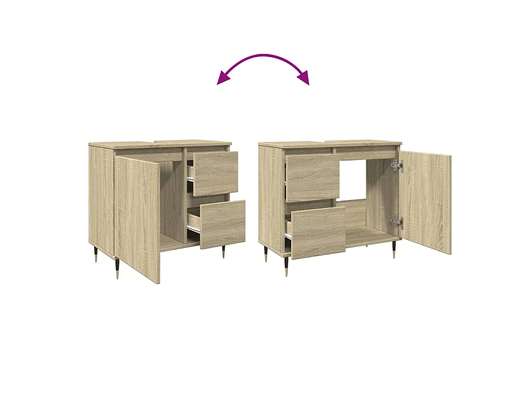 Wastafelkast 65x33x60 cm bewerkt hout sonoma eikenkleurig
