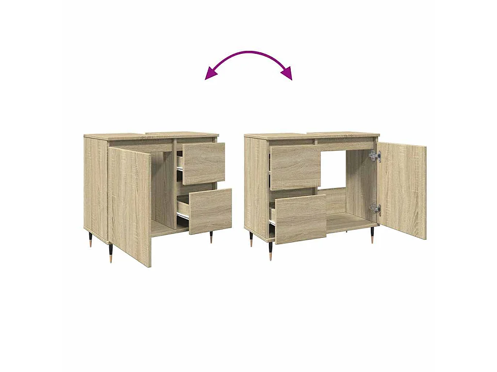 Wastafelkast 65x33x60 cm bewerkt hout sonoma eikenkleurig