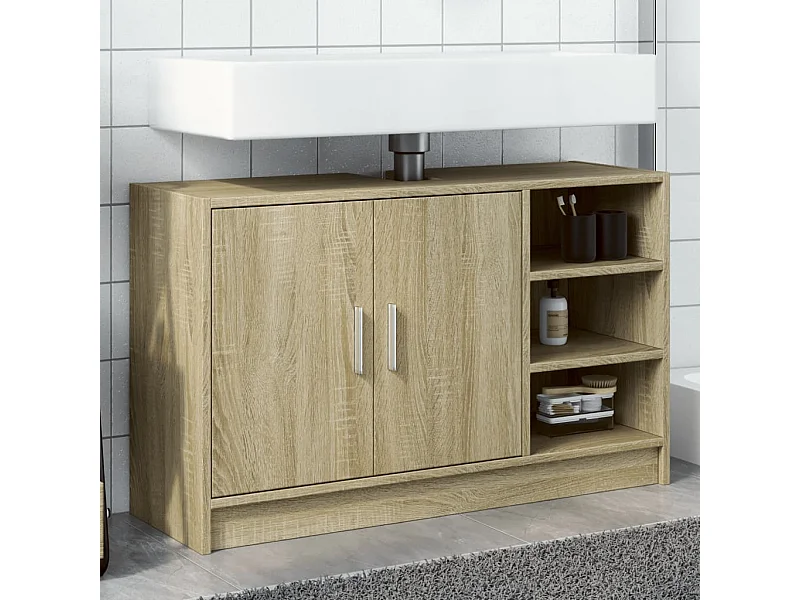 Armario de lavabo madera de ingeniería roble Sonoma 90x29x55 cm
