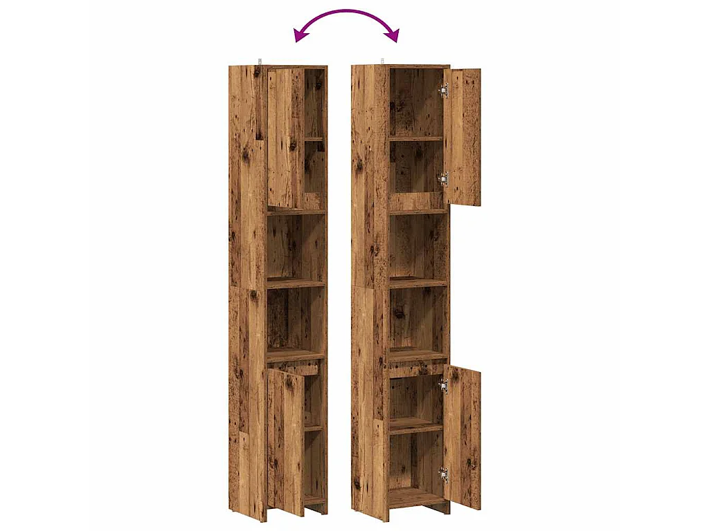 Armoire salle de bain vieux bois 30x30x183,5 cm bois ingénierie
