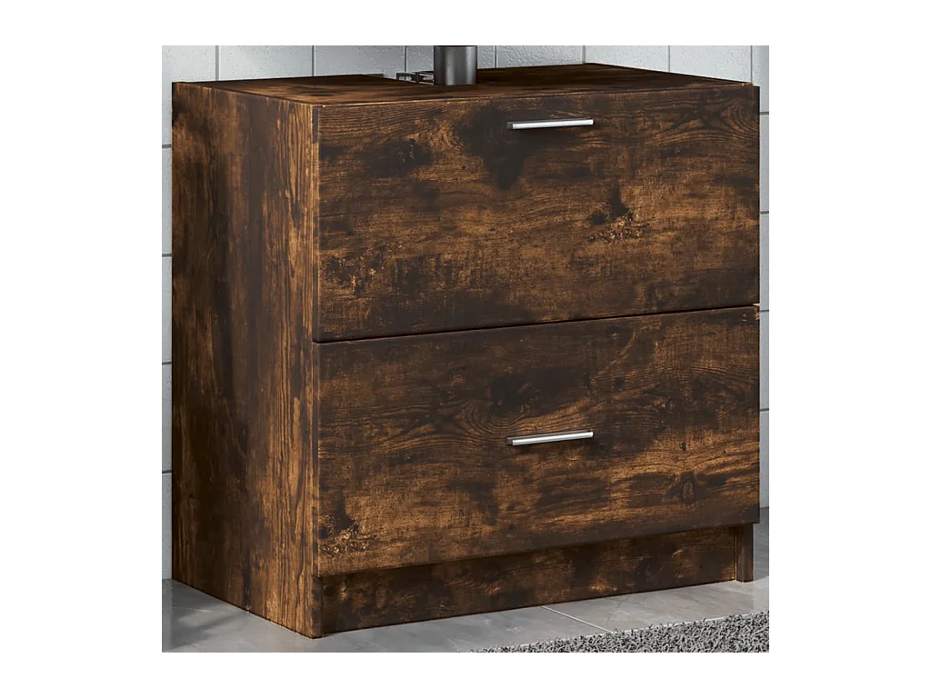 Meuble d'évier chêne fumé 59x37x59 cm bois d'ingénierie